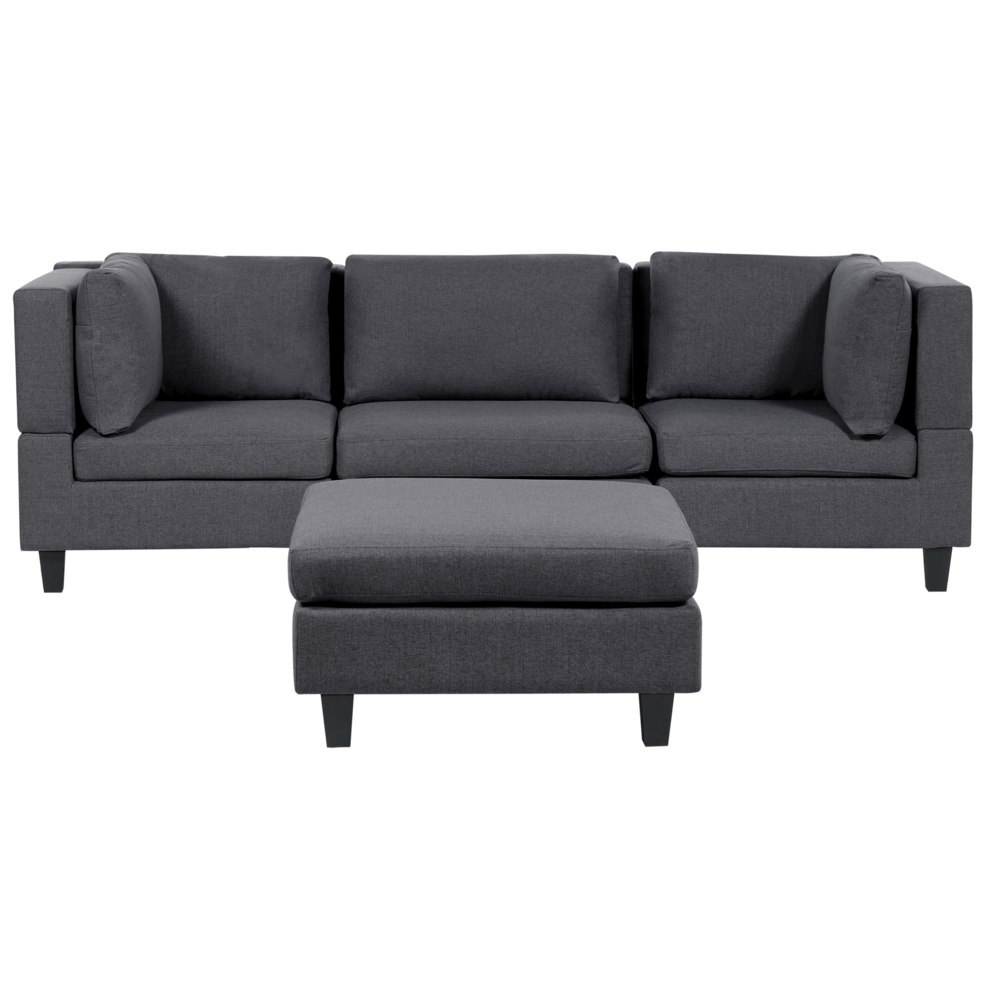 Sofa modułowa 3-osobowa z otomaną ciemnoszara