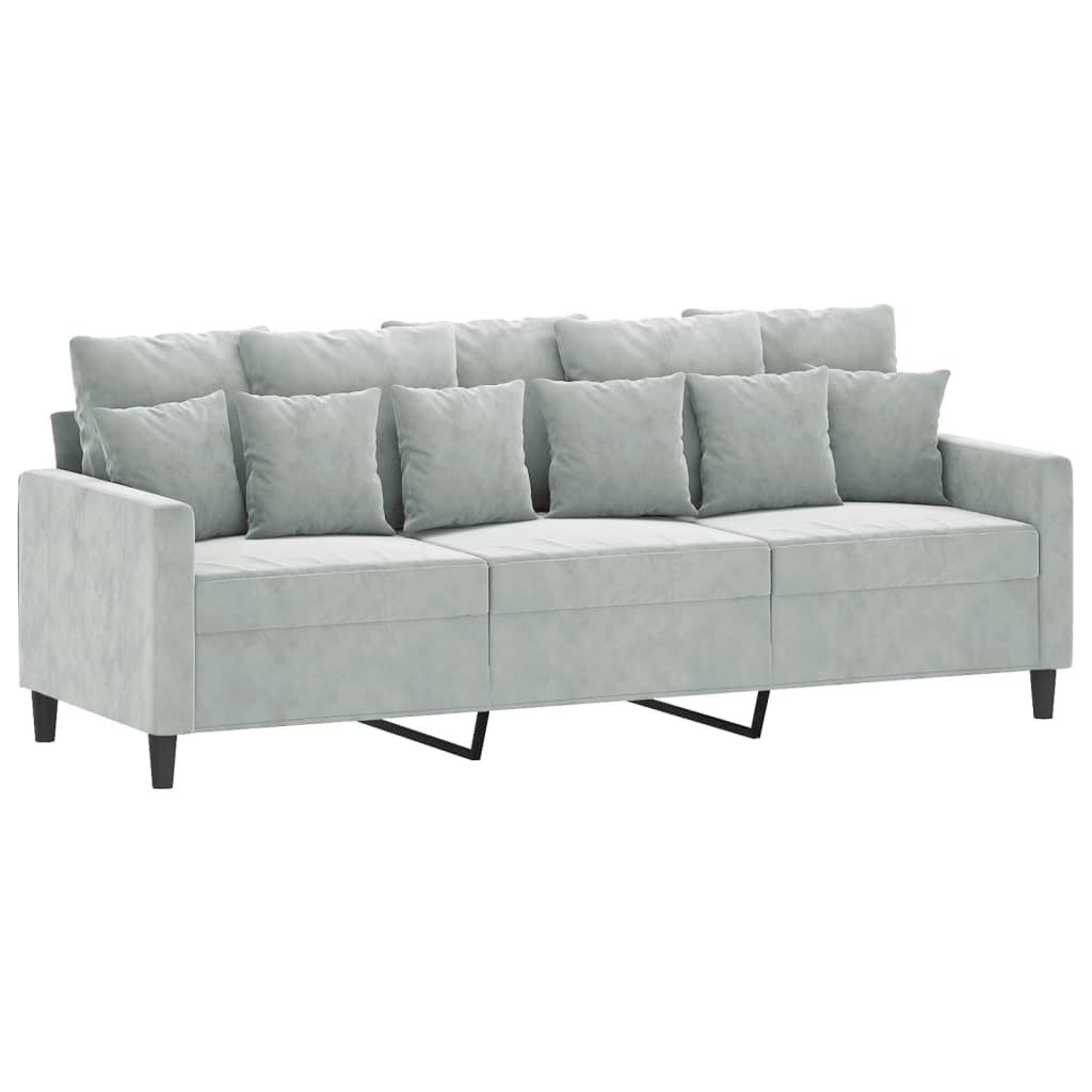 Sofa 3-osobowa, jasnoszara, 180 cm, tapicerowana aksamitem Lumarko!