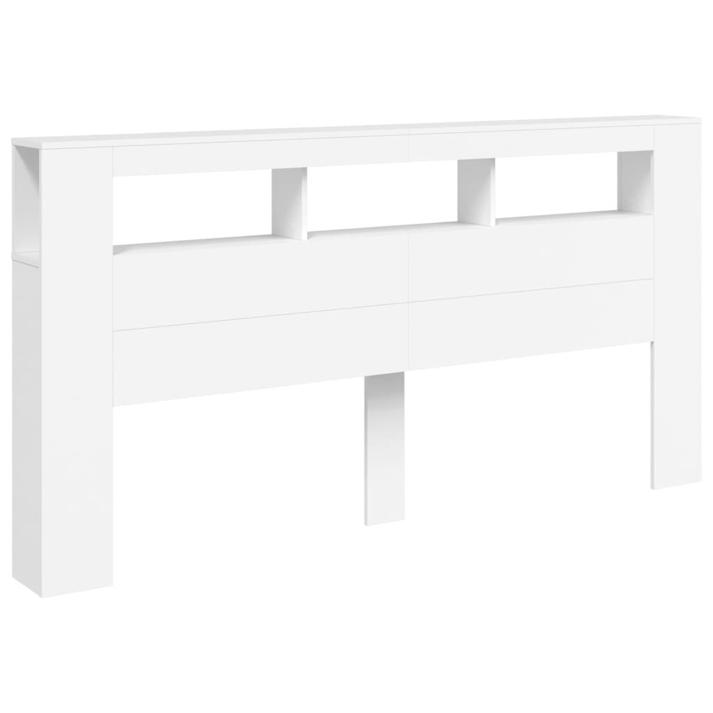 Wezgłowie łóżka z LED, białe, 200x18,5x103,5 cm