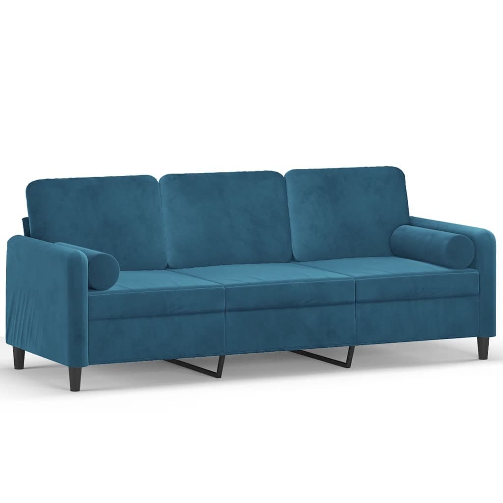 3-osobowa sofa z poduszkami, niebieska, 180 cm, aksamit Lumarko! XXX