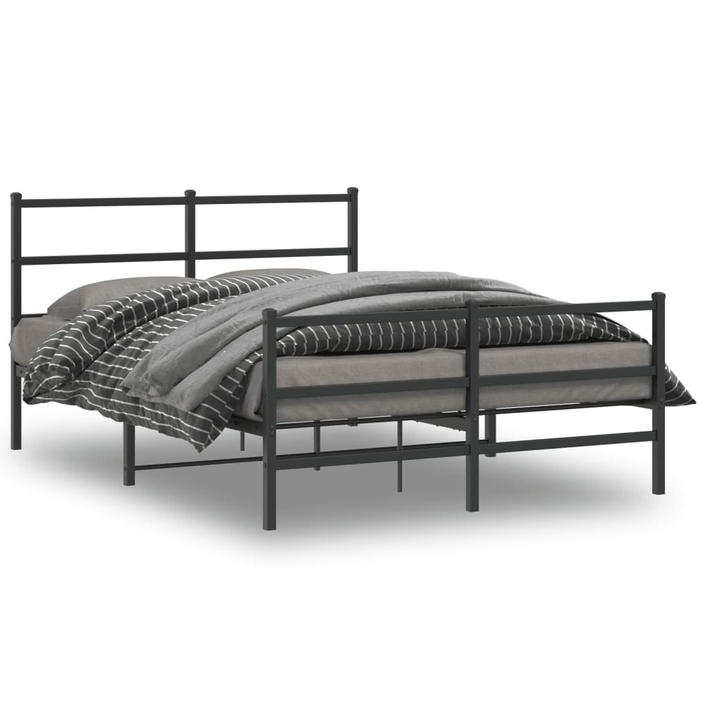 Metalowa rama łóżka z wezgłowiem i zanóżkiem, czarna, 135x190cm Lumarko!