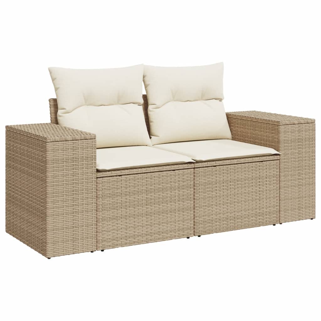 Sofa ogrodowa z poduszkami, 2-osobowa, beżowa, polirattan Lumarko!