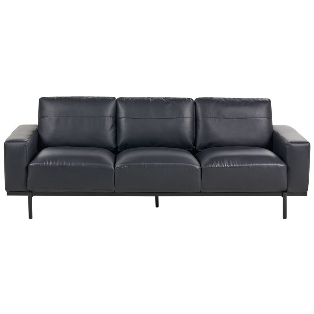 Sofa 3-osobowa ekoskóra czarna SOVIK