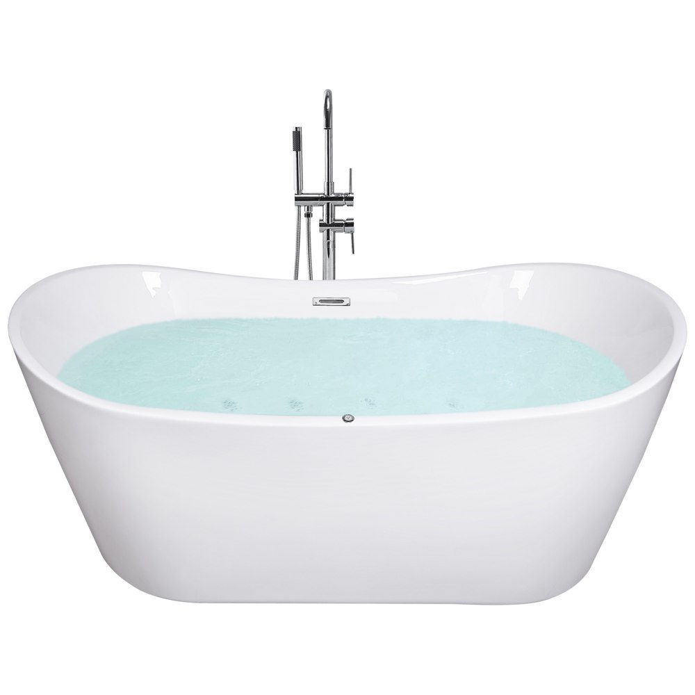 Wanna wolnostojąca LED z hydromasażem 168 x 80 cm biała ANTIGUA