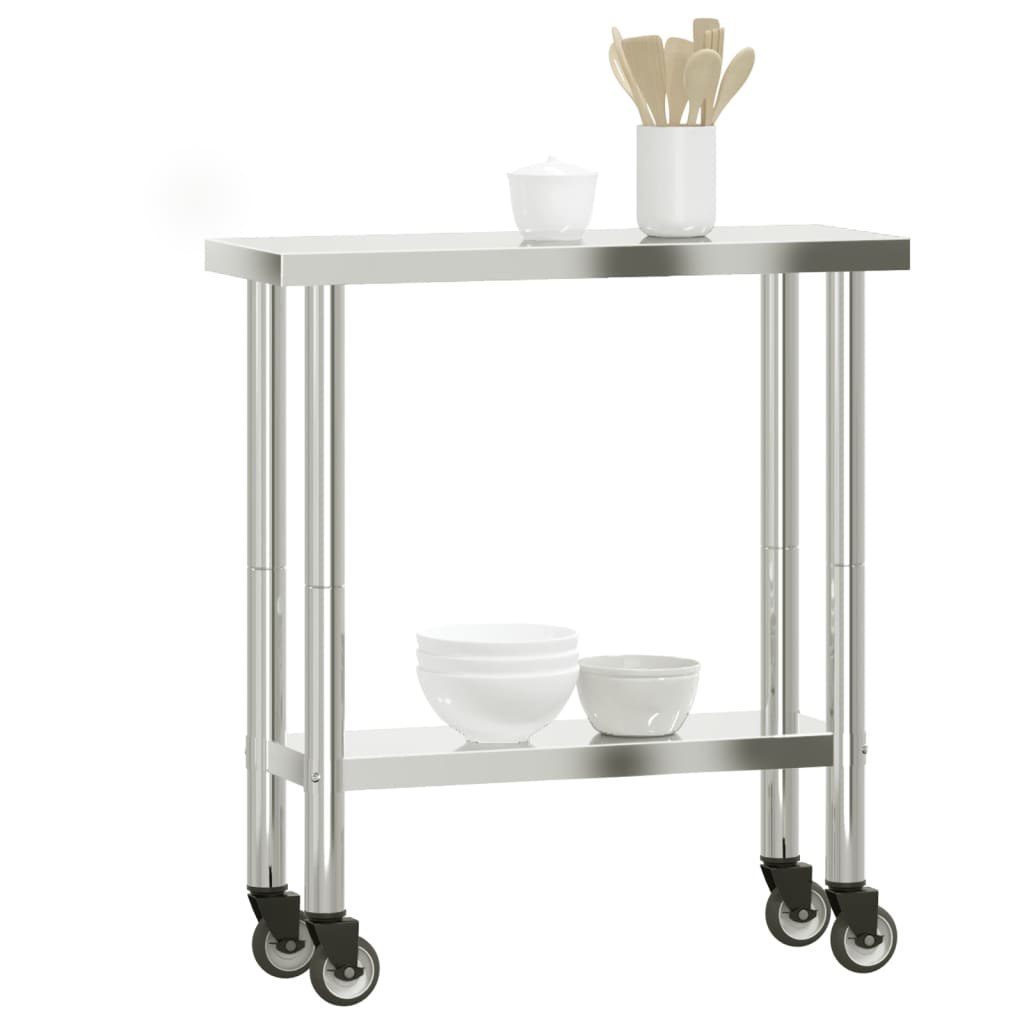 Kuchenny stół roboczy na kółkach 82,5x30x85 cm, stal nierdzewna Lumarko!