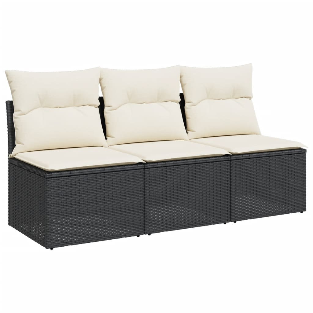 Sofa ogrodowa z poduszkami, 3-osobowa, czarna, polirattan Lumarko!
