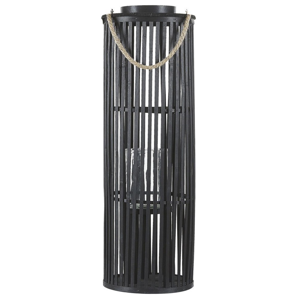 Lampion drewniany 80 cm czarny LUZON