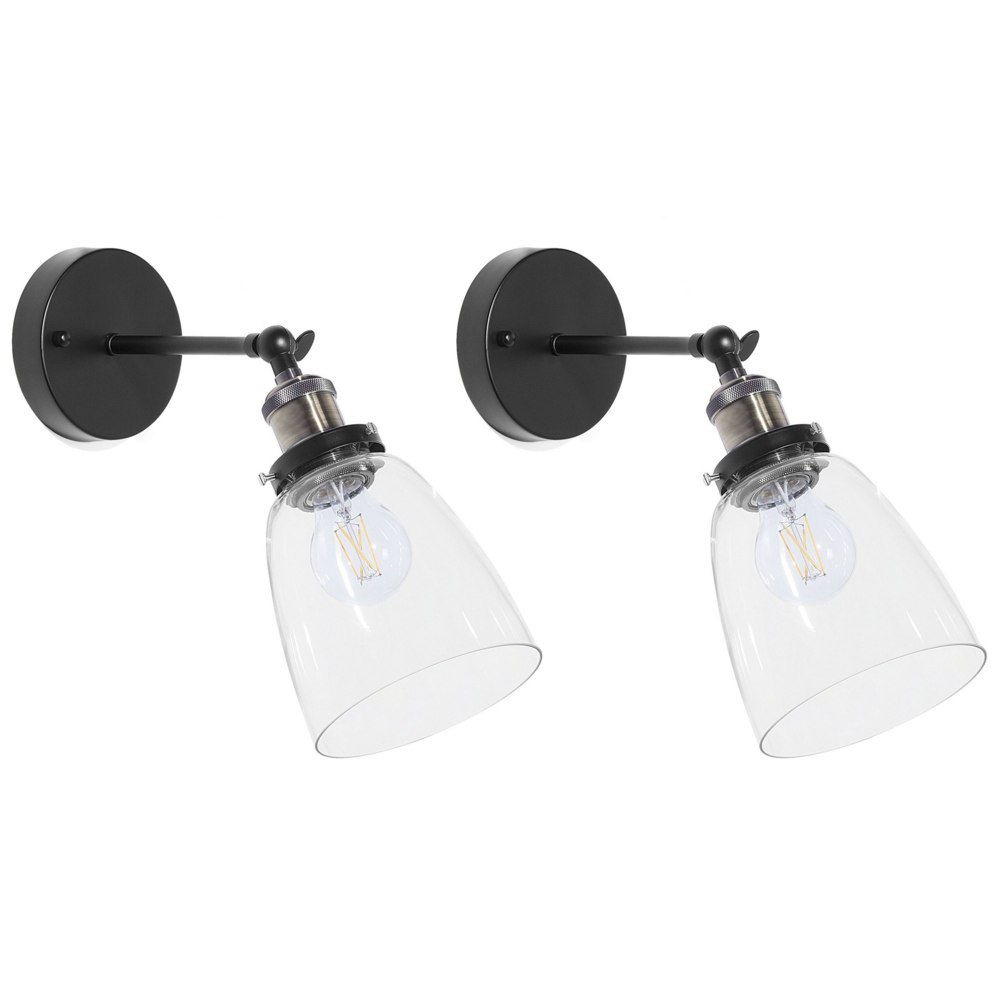 Zestaw 2 lamp ściennych szklane czarne LOVAT