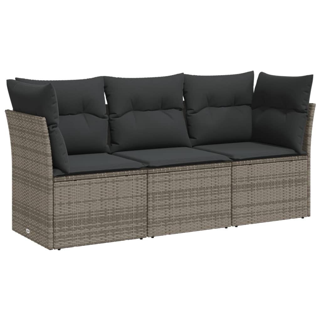 3-częściowa sofa do ogrodu, z poduszkami, szara, polirattanowa Lumarko!