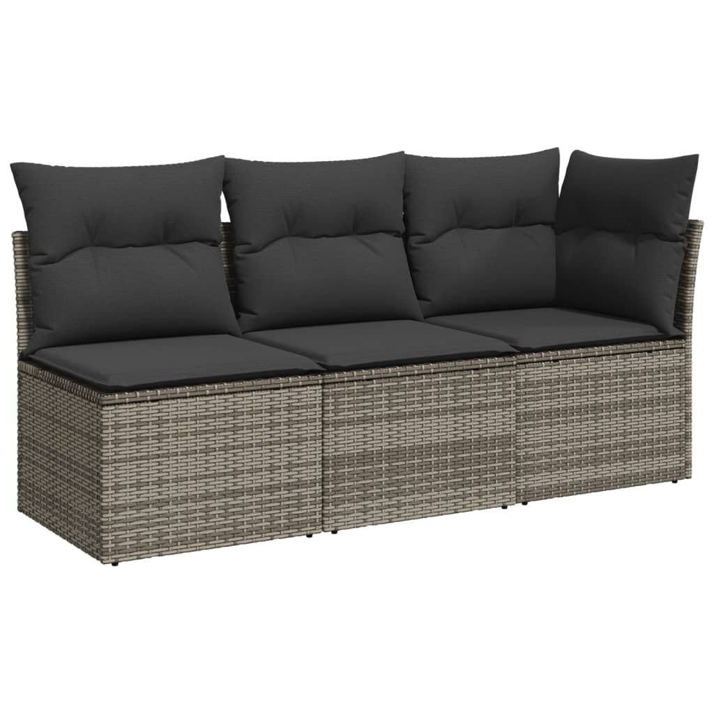 3-osobowa sofa ogrodowa z poduszkami, szara, polirattan Lumarko!