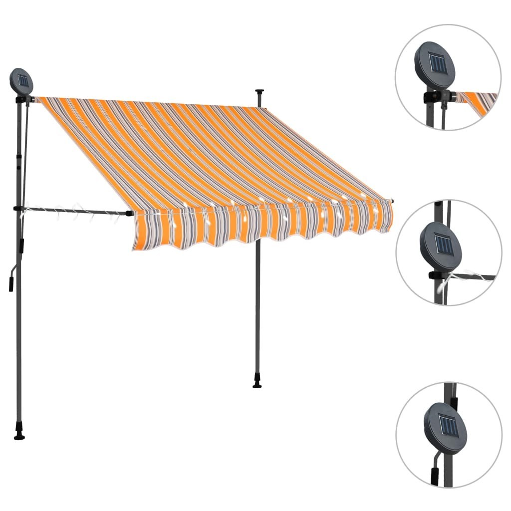 Ręcznie zwijana markiza z LED, 150 cm, żółto-niebieska Lumarko!