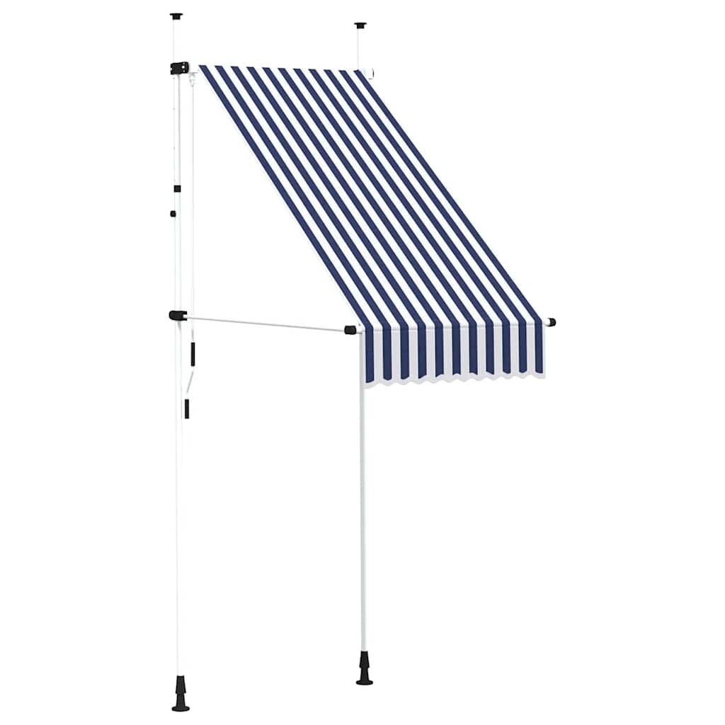 Markiza zwijana ręcznie, 100 cm, niebiesko-białe pasy