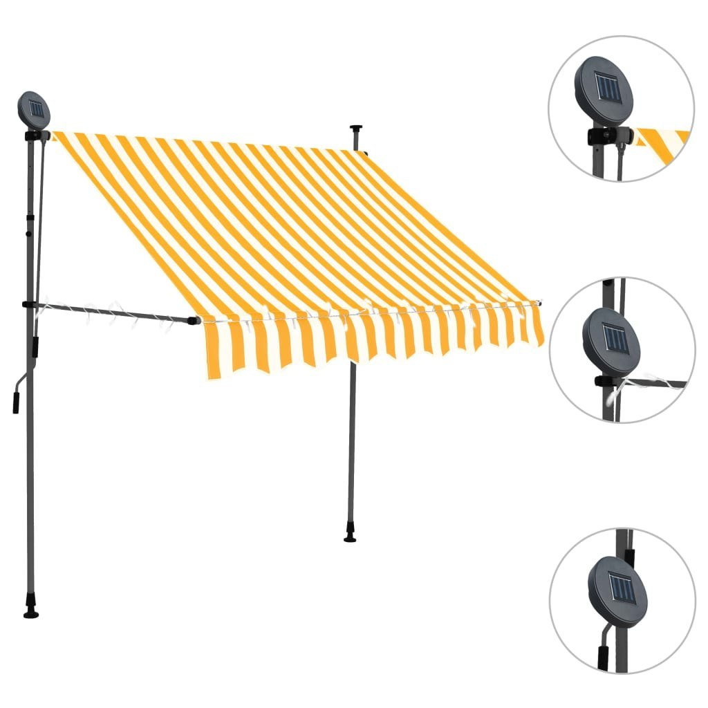 Ręcznie zwijana markiza z LED, 100 cm, biało-pomarańczowa Lumarko!