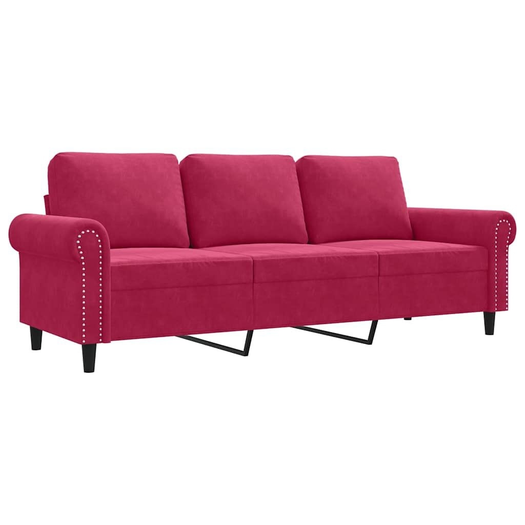 Sofa 3-osobowa, winna czerwień, 180 cm, obita aksamitem Lumarko!