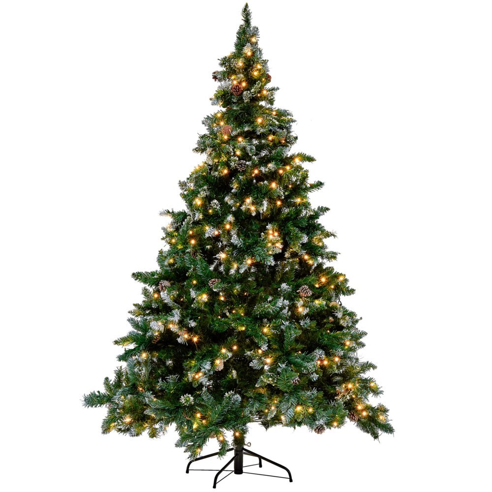 Ośnieżona sztuczna choinka ze światełkami 210 cm zielona PALOMAR