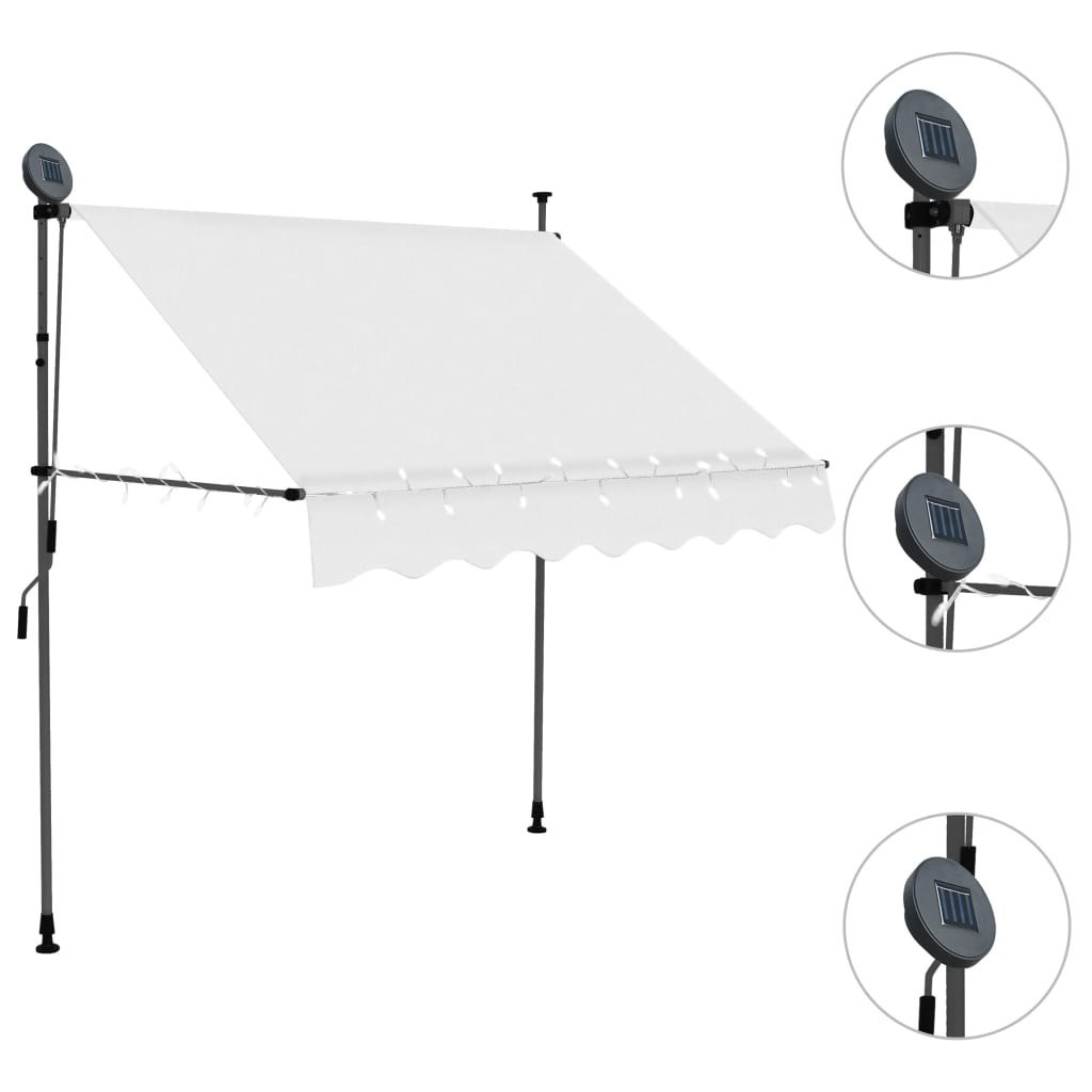 Ręcznie zwijana markiza z LED, 100 cm, kremowa Lumarko!