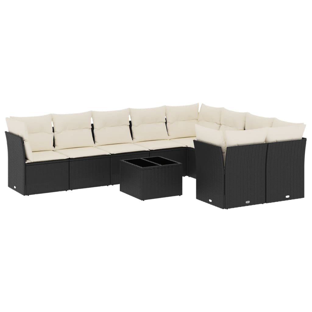 10-częściowy zestaw wypoczynkowy do ogrodu, poduszki czarny rattan PE Lumarko!