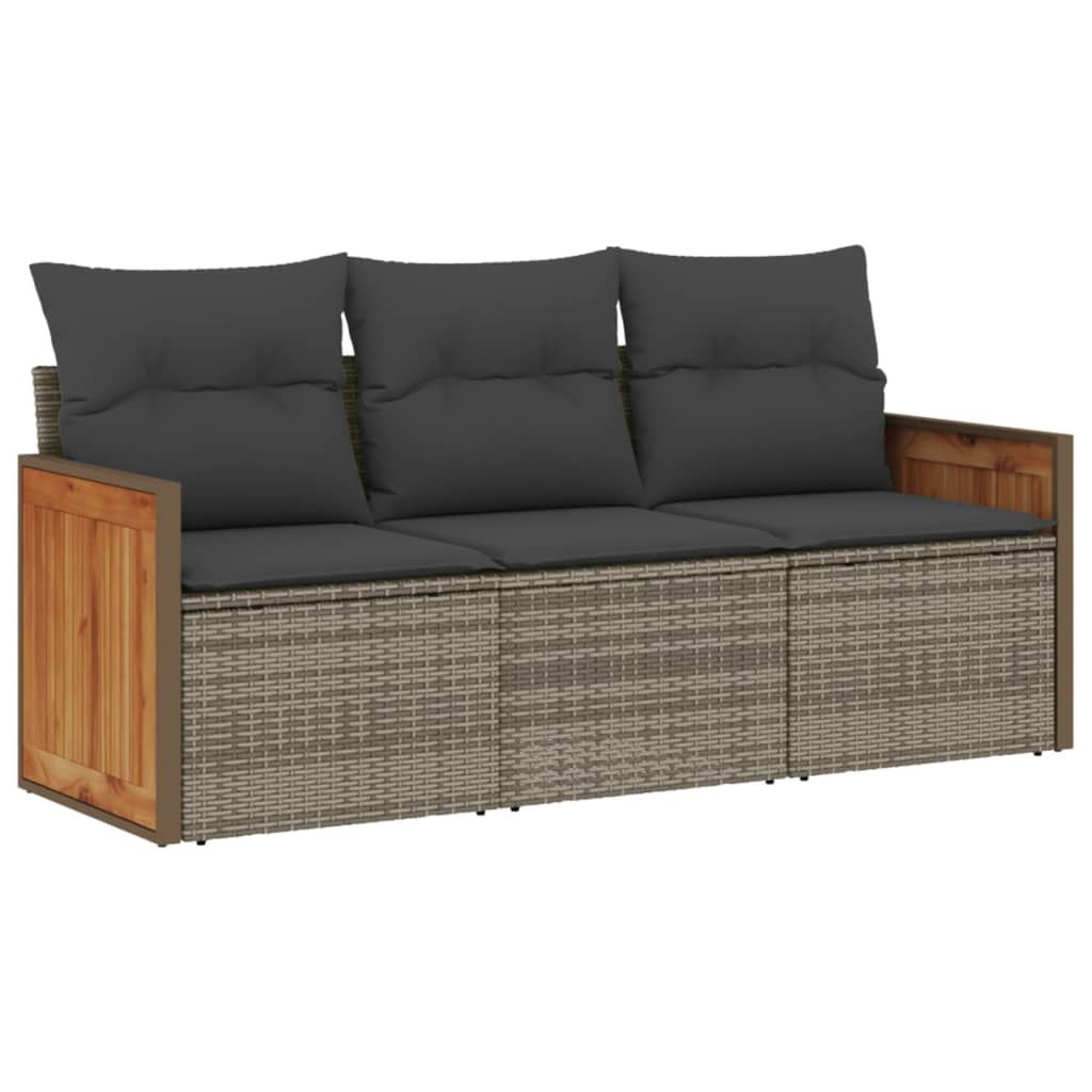 3-częściowa sofa do ogrodu, z poduszkami, szara, polirattanowa Lumarko!