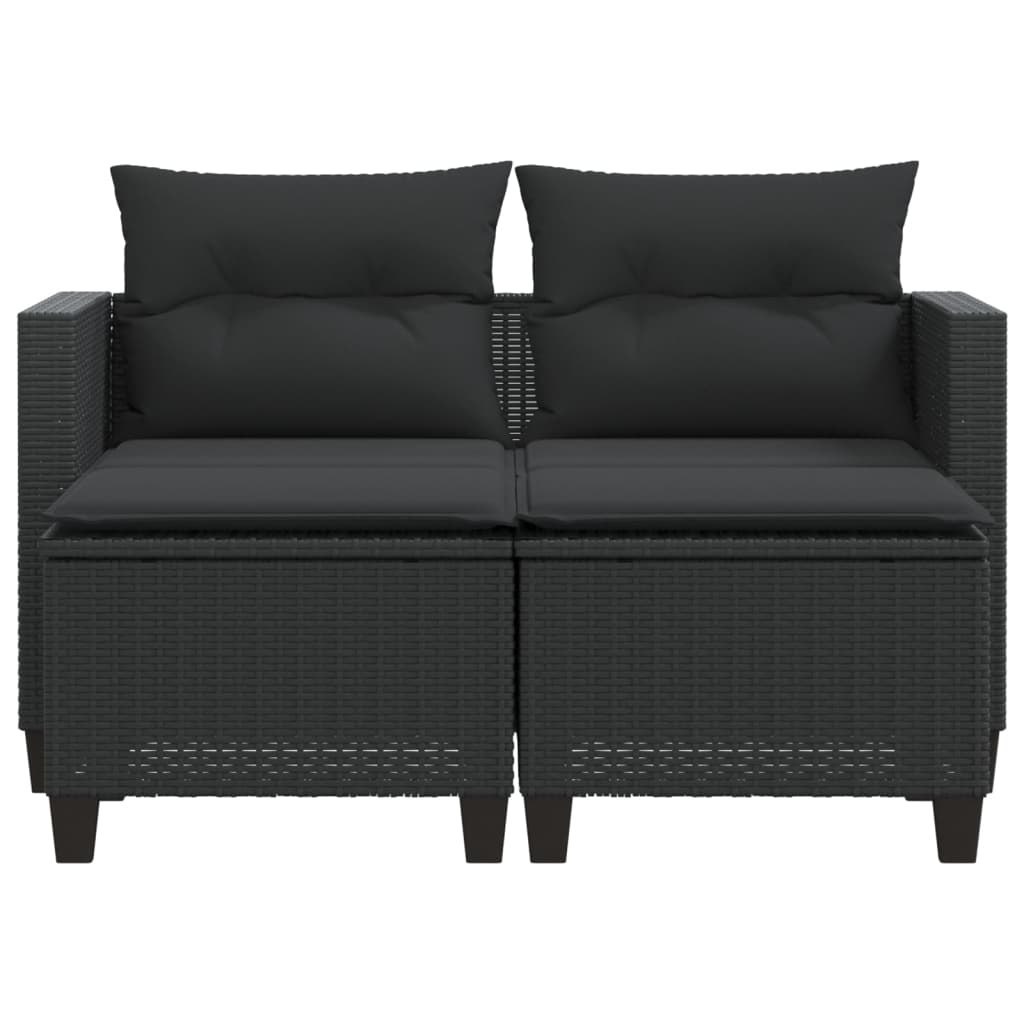 2-osobowa sofa ogrodowa z podnóżkami, czarna, polirattan Lumarko!