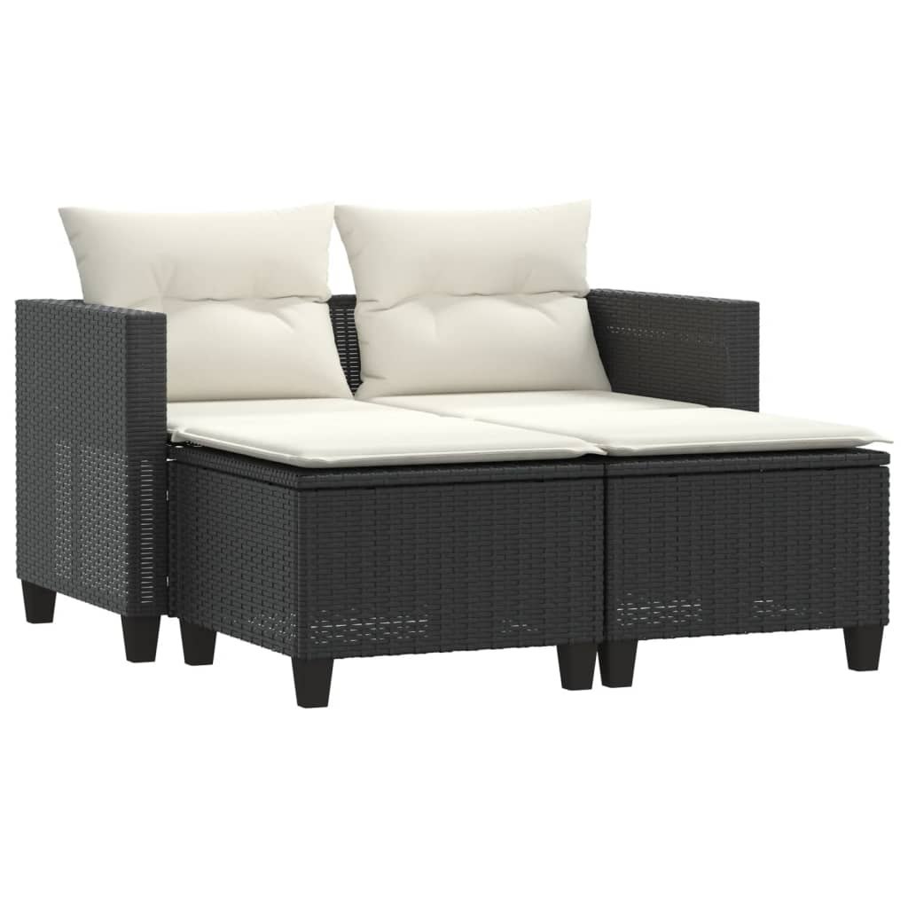 2-osobowa sofa ogrodowa z podnóżkami, czarna, polirattan Lumarko!