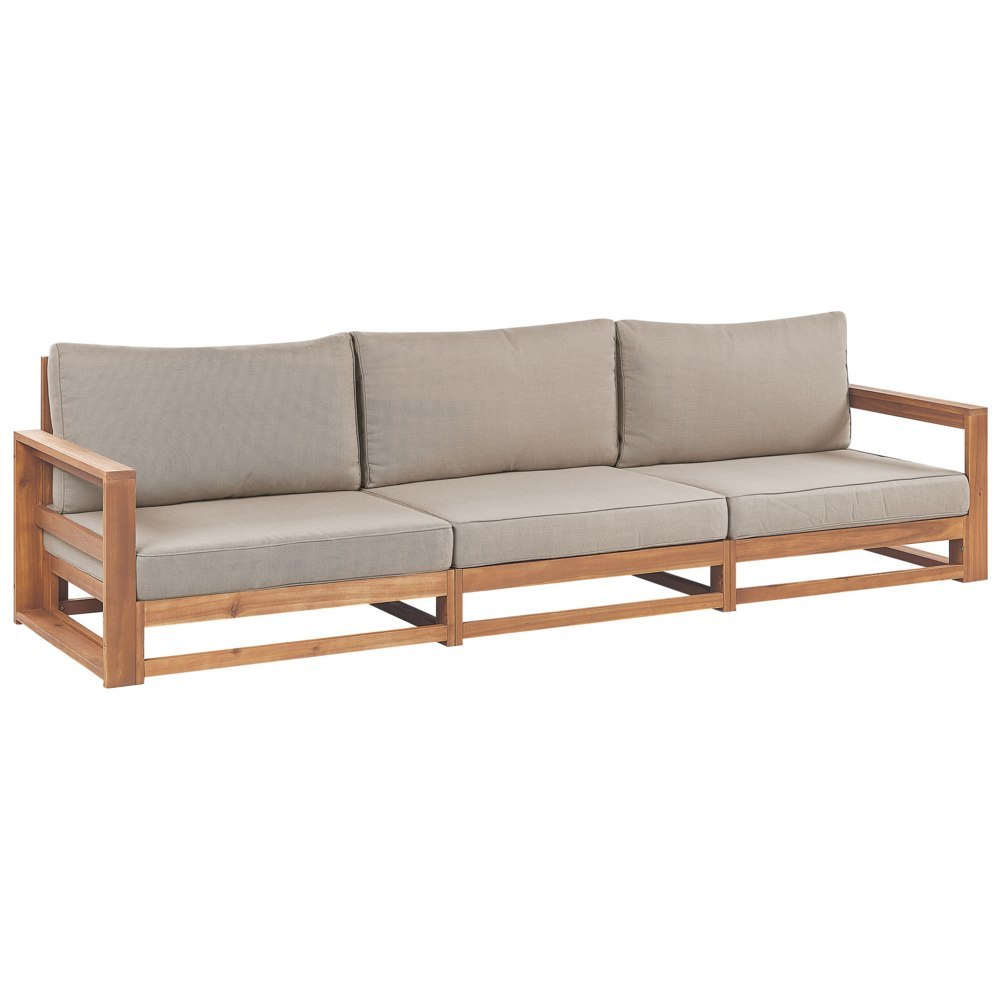 Sofa ogrodowa z-certyfikowanego-drewna-akacjowego 3-osobowa jasna TIMOR II