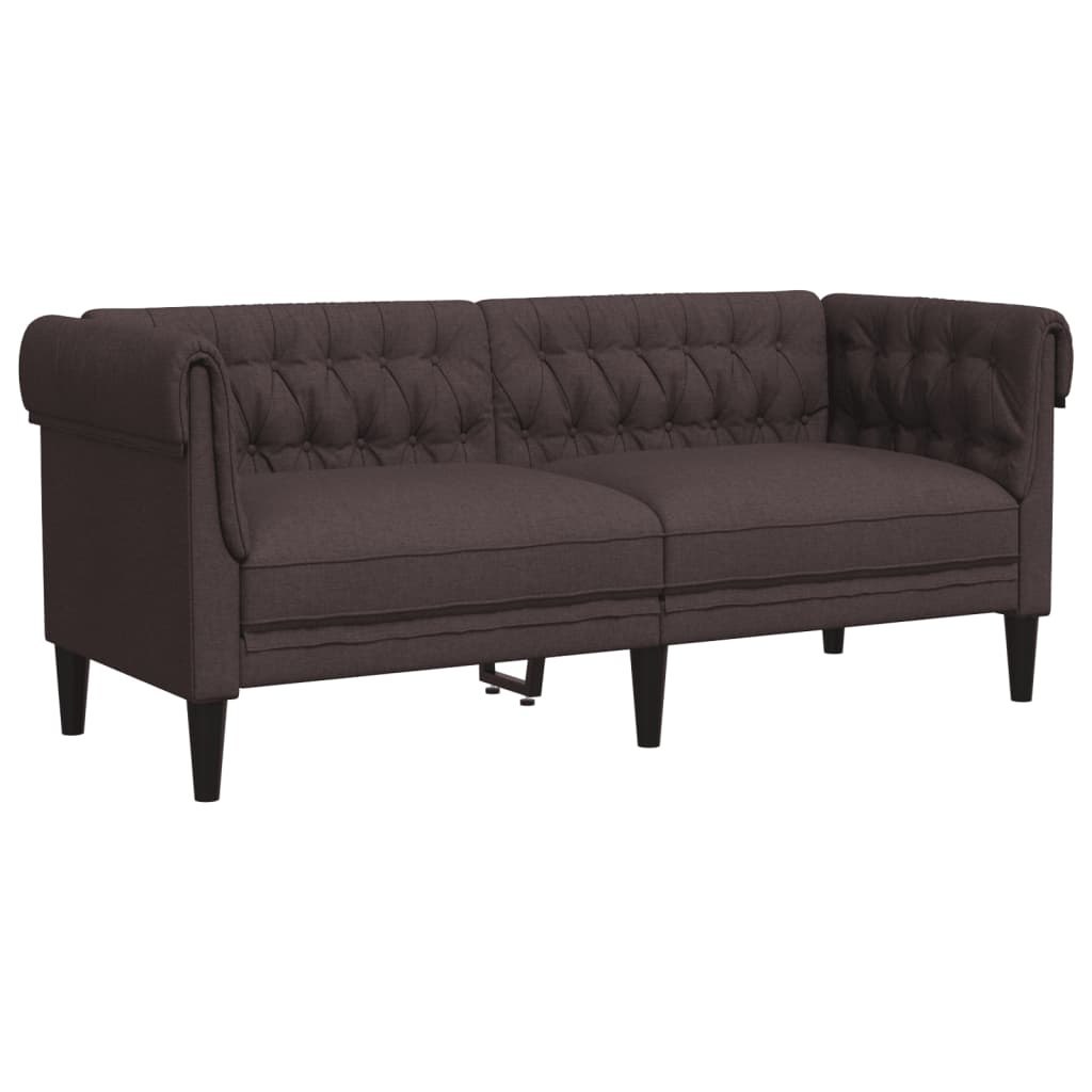Sofa Chesterfield, dwuosobowa, ciemnobrązowa, obita tkaniną Lumarko!