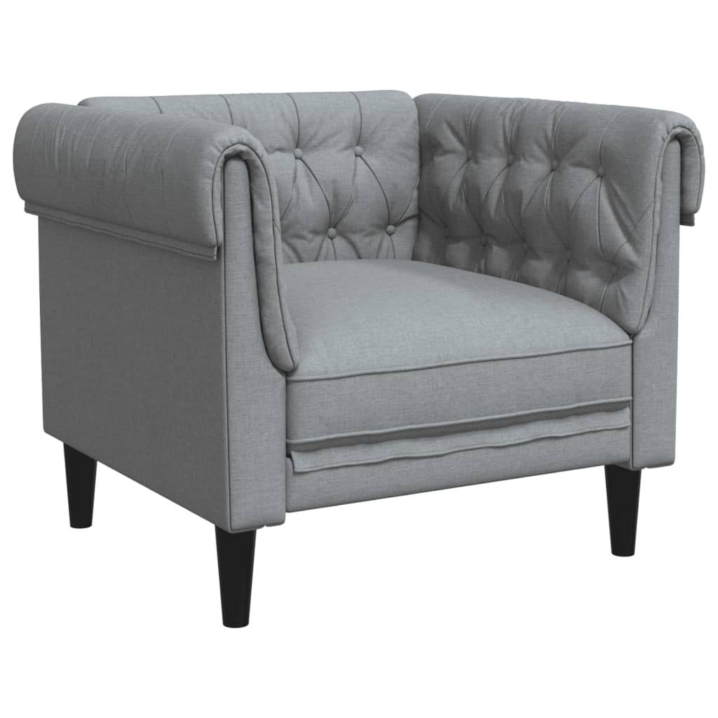 Fotel Chesterfield, jasnoszary, obity tkaniną Lumarko!