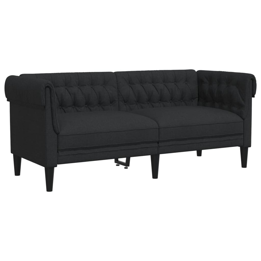 Sofa Chesterfield, dwuosobowa, czarna, obita tkaniną Lumarko!