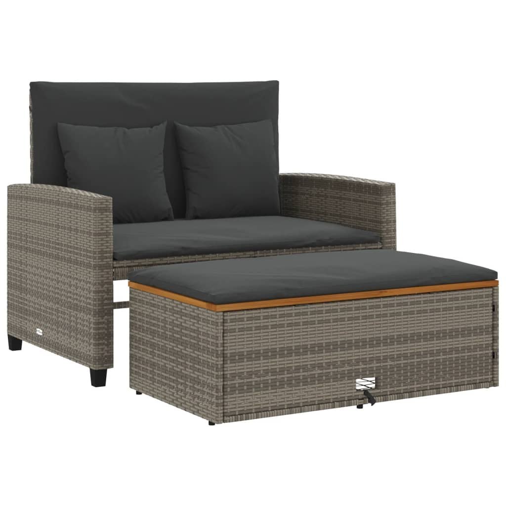 Sofa ogrodowa z poduszkami, 2-osobowa, szara, rattan PE i akacja Lumarko!