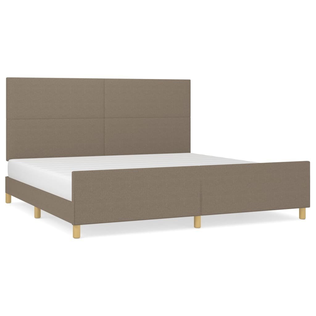 Rama łóżka z zagłówkiem, kolor taupe, 200x200 cm, obita tkaniną Lumarko!