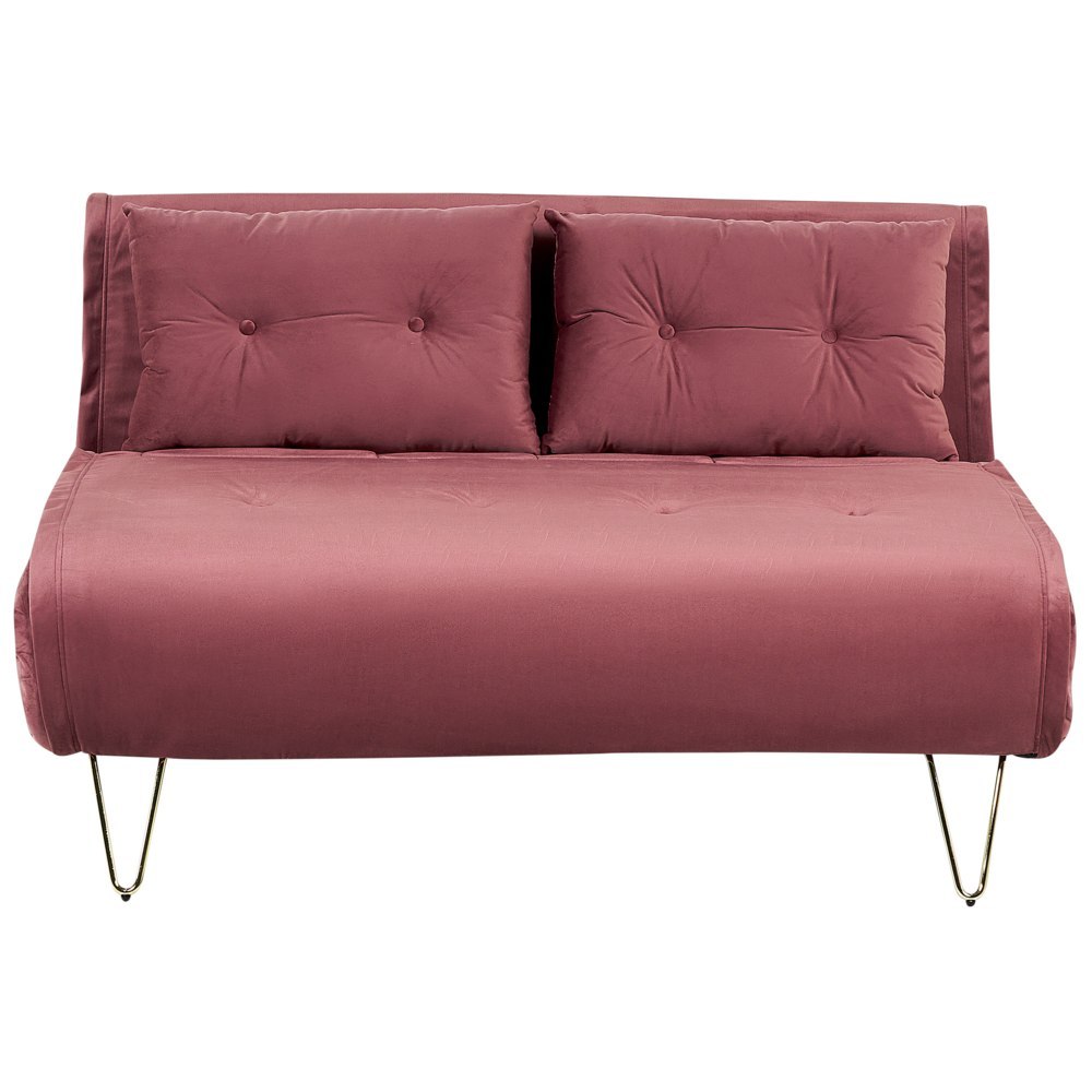Sofa welurowa rozkładana 2-osobowa różowa VESTFOLD