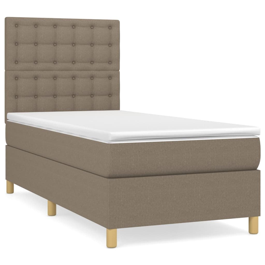 Łóżko kontynentalne z materacem, taupe, tkanina, 90x190 cm Lumarko!