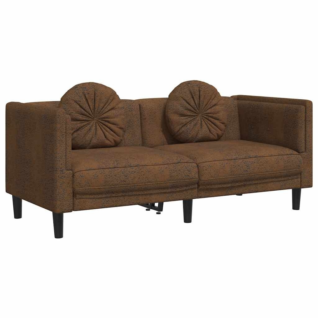 Sofa 2-osobowa z poduszkami, brązowa, aksamit Lumarko!