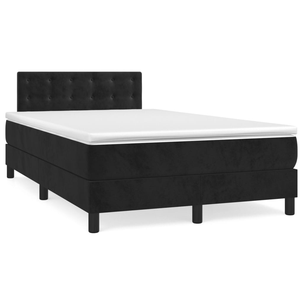 Łóżko kontynentalne z materacem, czarne, 120x200 cm, aksamit Lumarko!