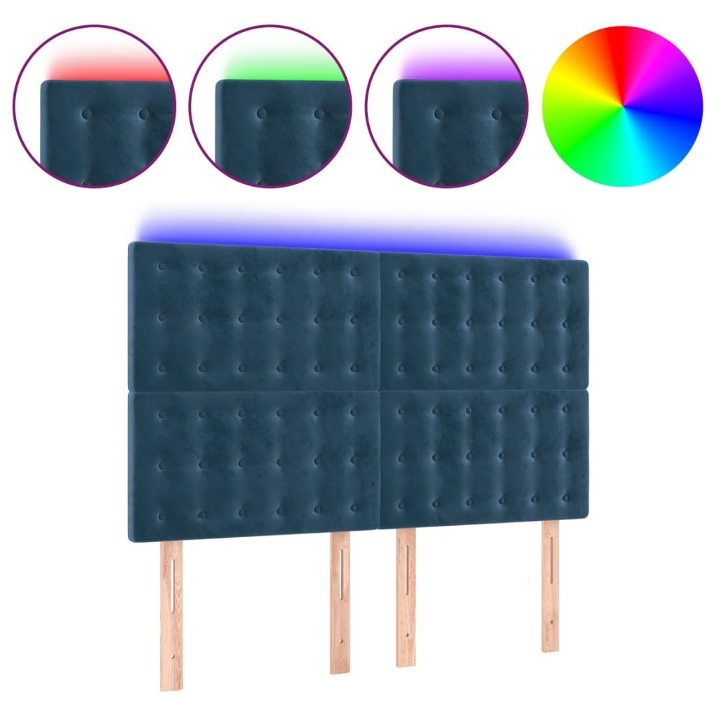 Zagłówek do łóżka z LED ciemnoniebieski, 144x5x118/128 cm Lumarko!