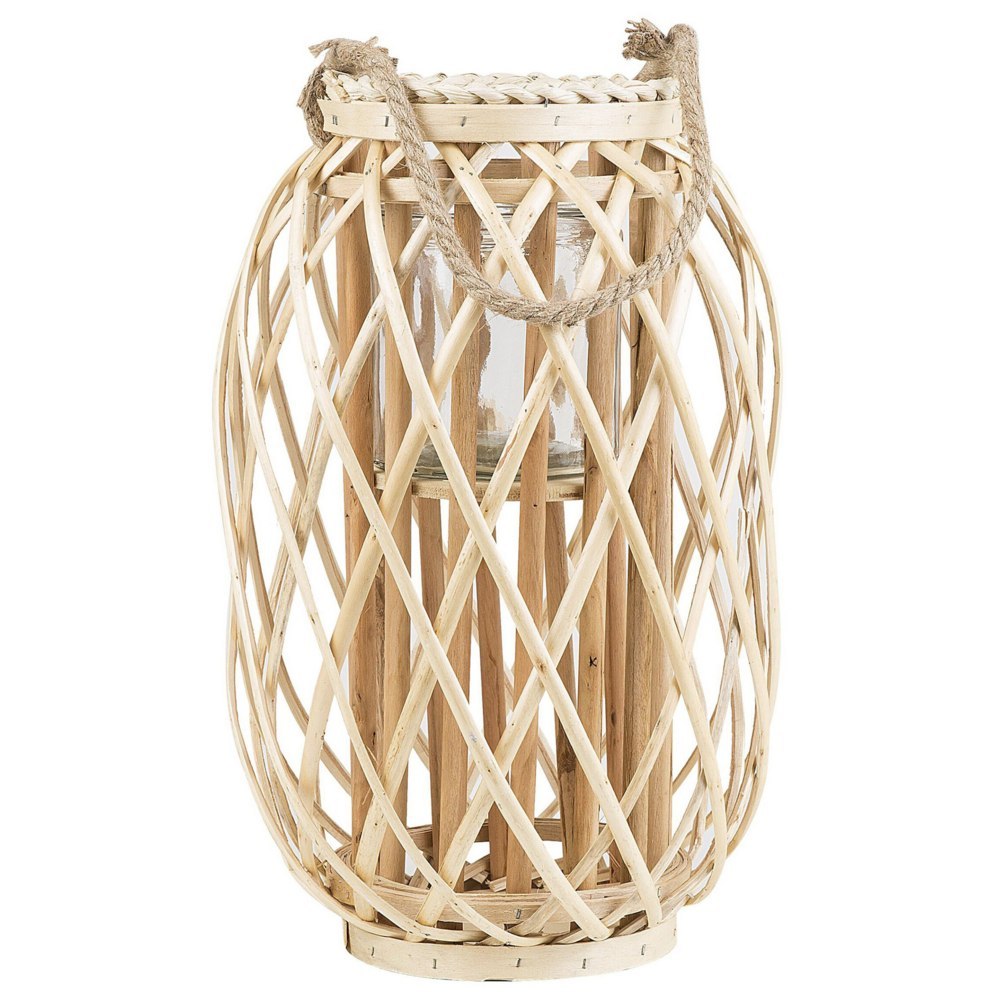 Lampion drewniany 40 cm naturalny MAURITIUS