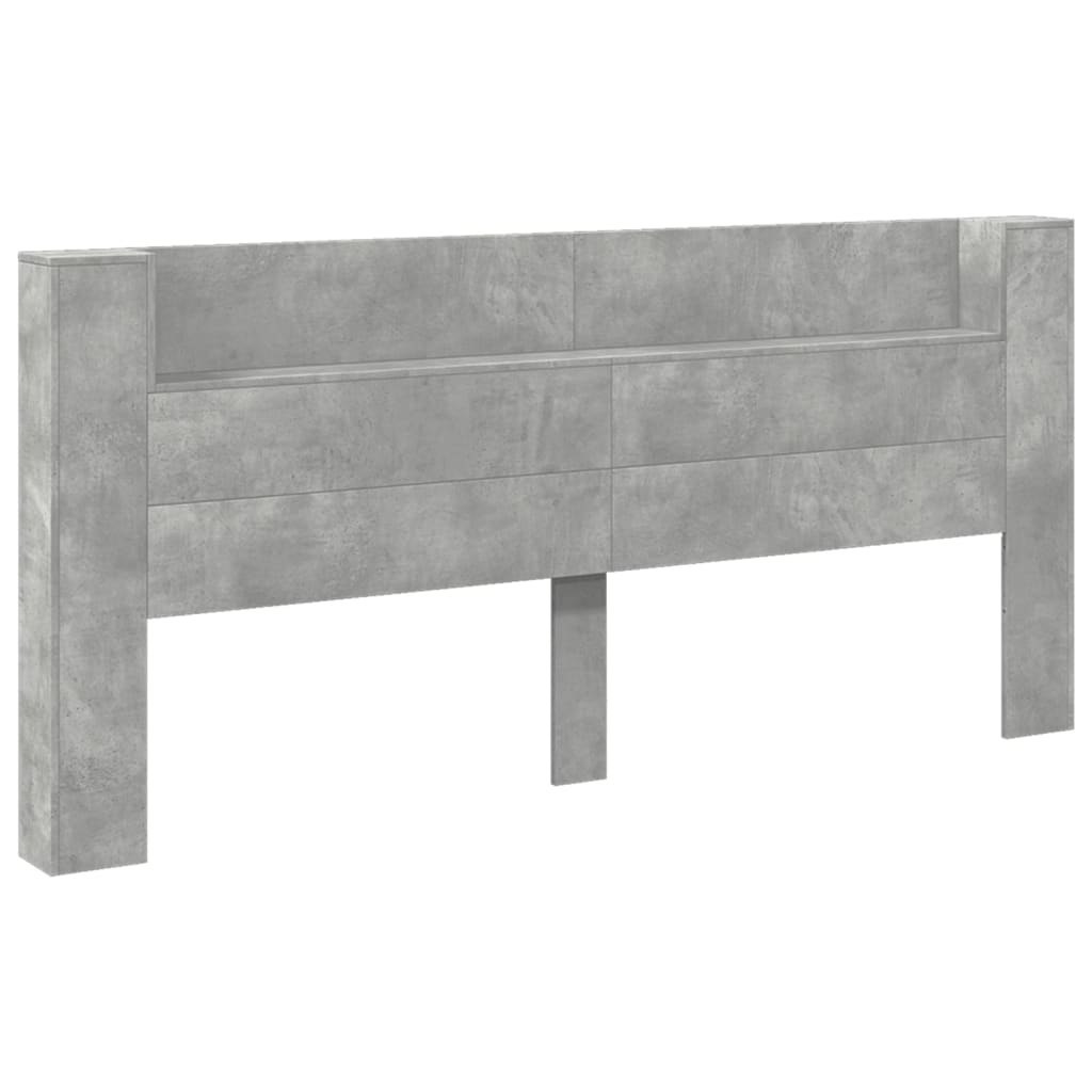 Zagłówek z półką i LED, szarość betonu, 220x16,5x103,5 cm