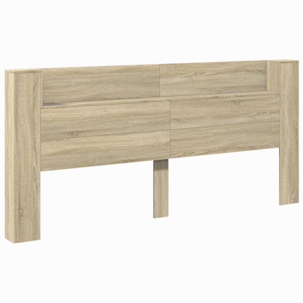 Zagłówek z półką i LED, dąb sonoma, 220x16,5x103,5 cm