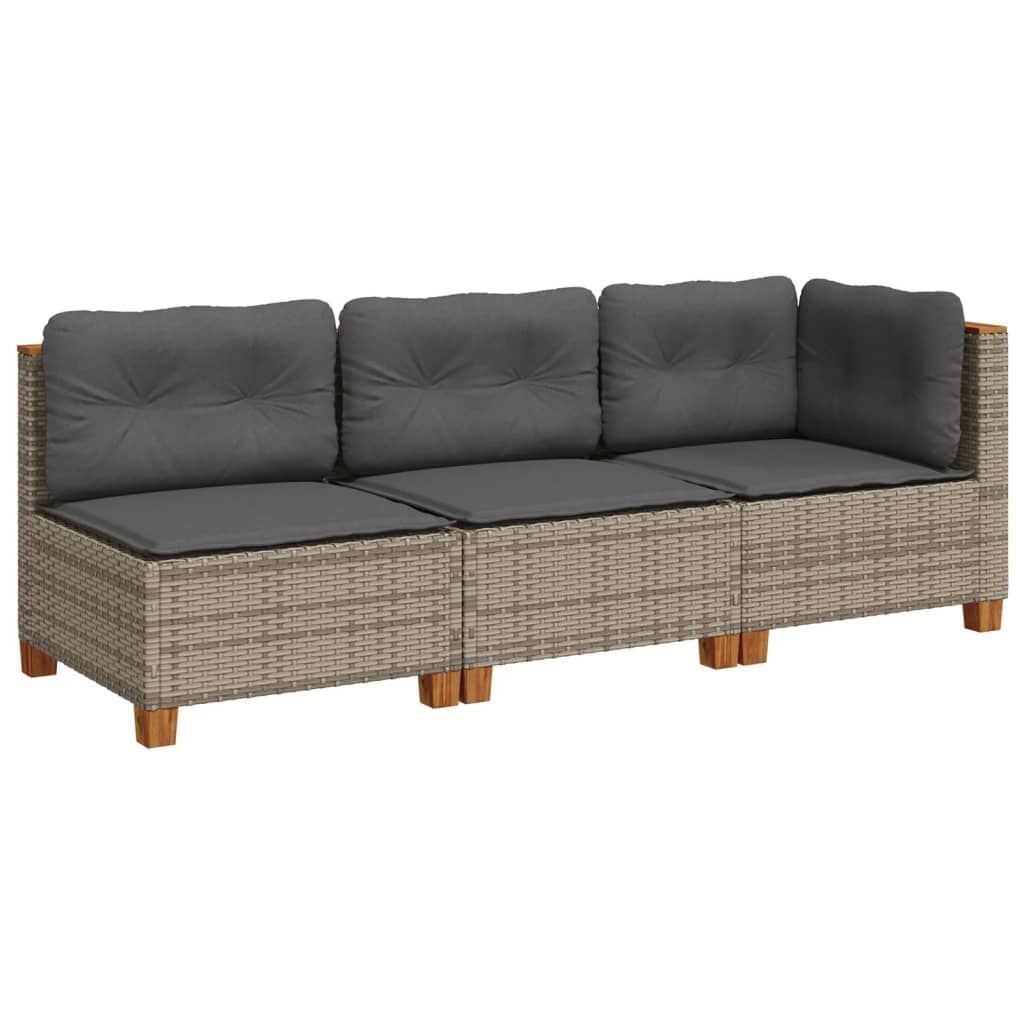 3-osobowa sofa ogrodowa z poduszkami, szara, polirattan Lumarko!