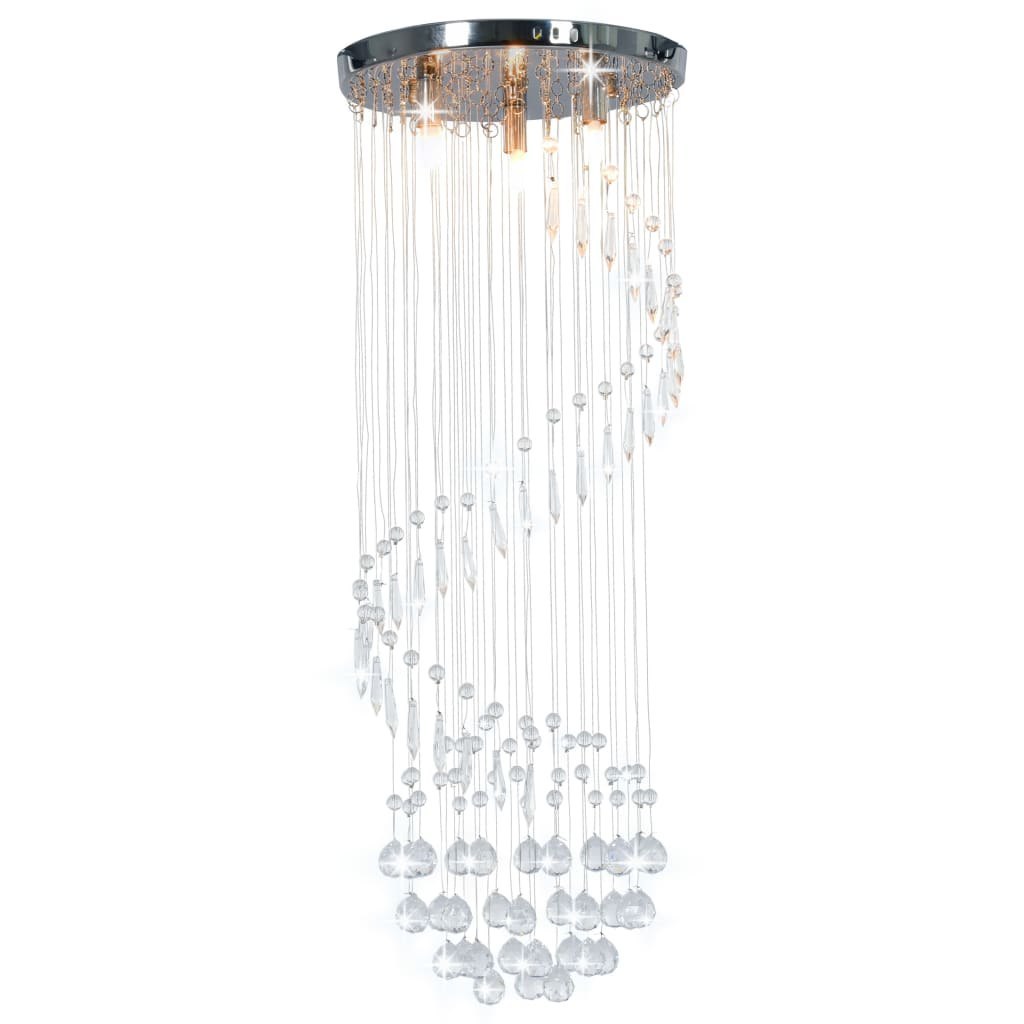 Lampa sufitowa z kryształami i koralikami, srebrna, spirala, G9 Lumarko!