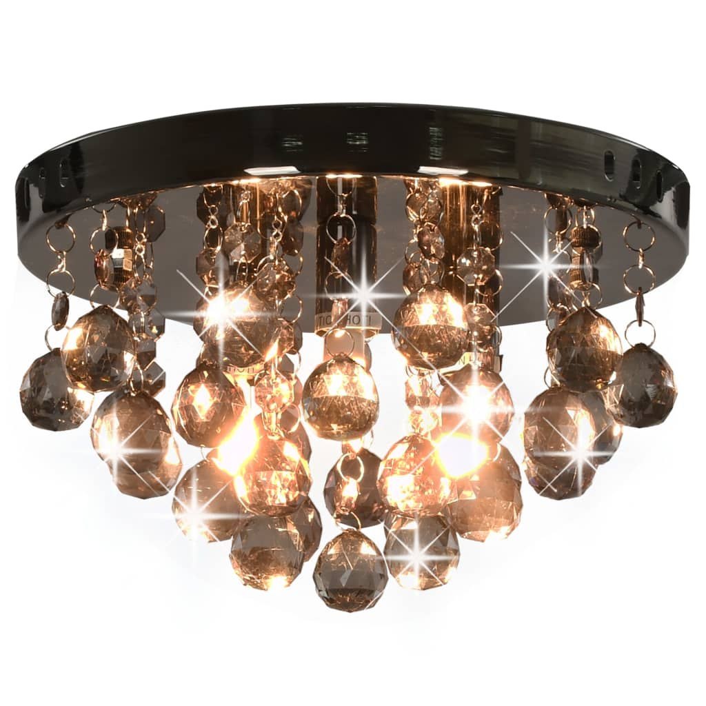 Lampa sufitowa z przydymionymi koralikami, czarna, okrągła, G9 Lumarko!