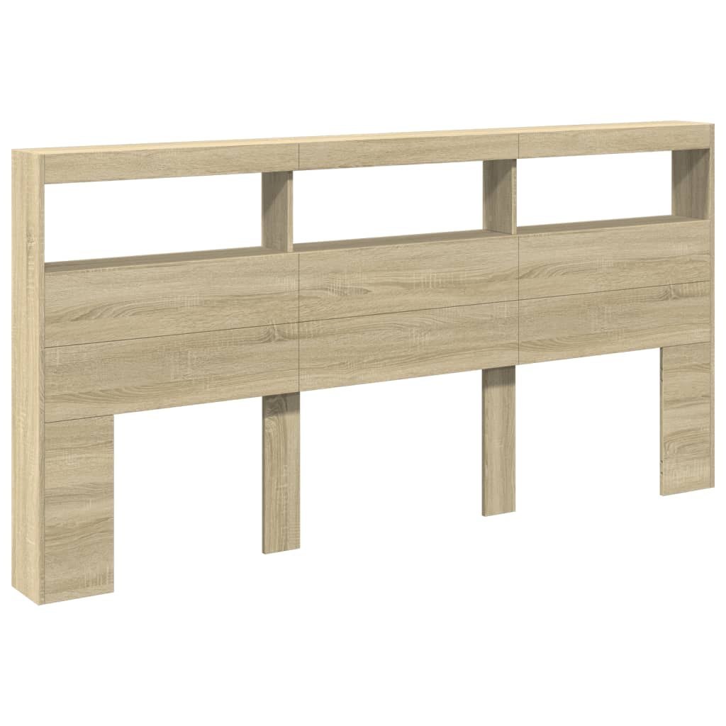Zagłówek z półkami i LED, dąb sonoma, 200x17x102 cm Lumarko!