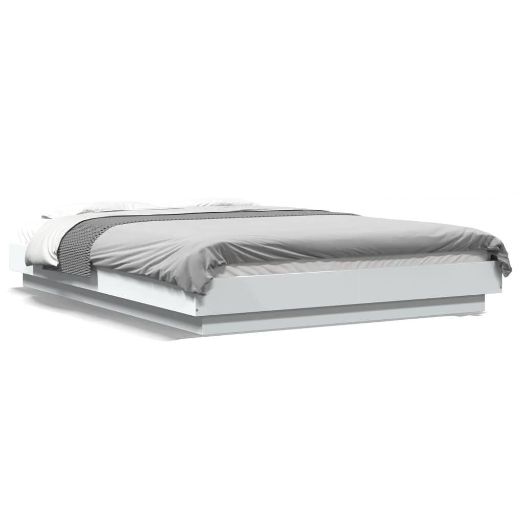 Rama łóżka z LED, biała, 120x190 cm, materiał drewnopochodny Lumarko!