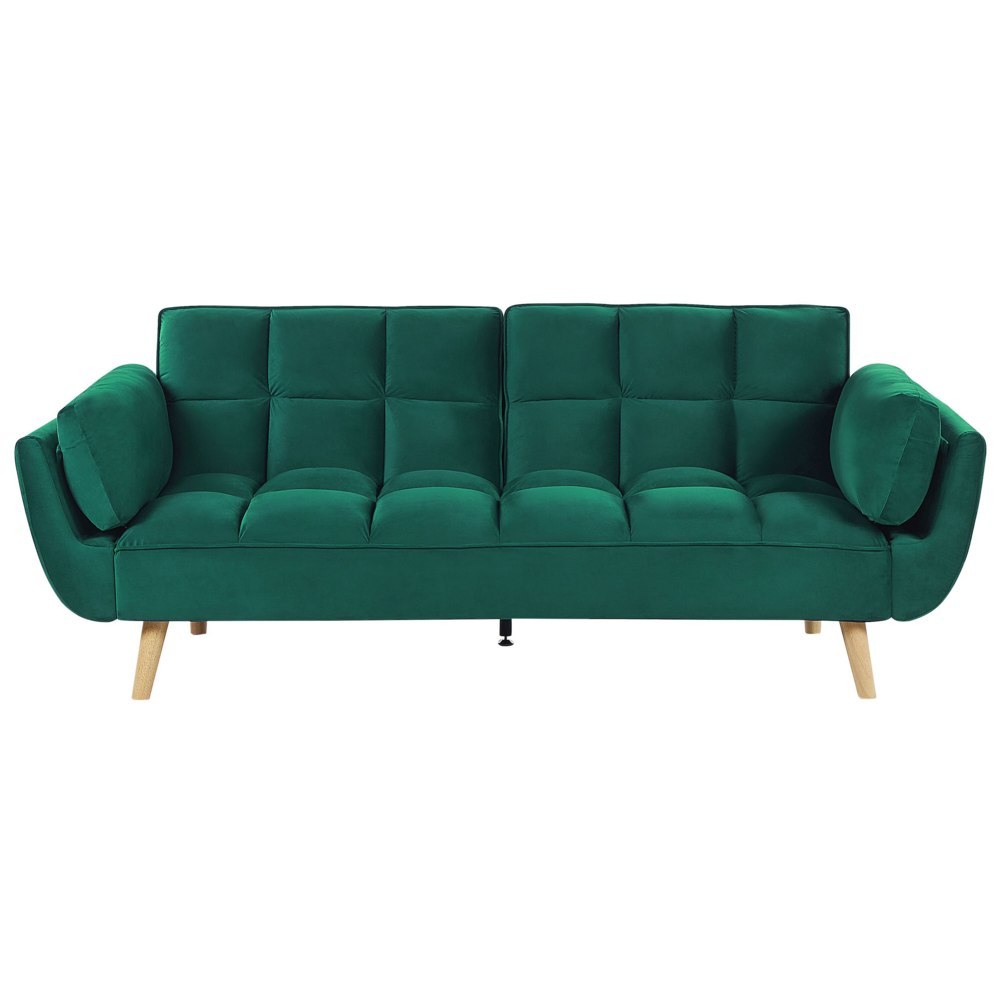 Sofa rozkładana welurowa zielona ASBY