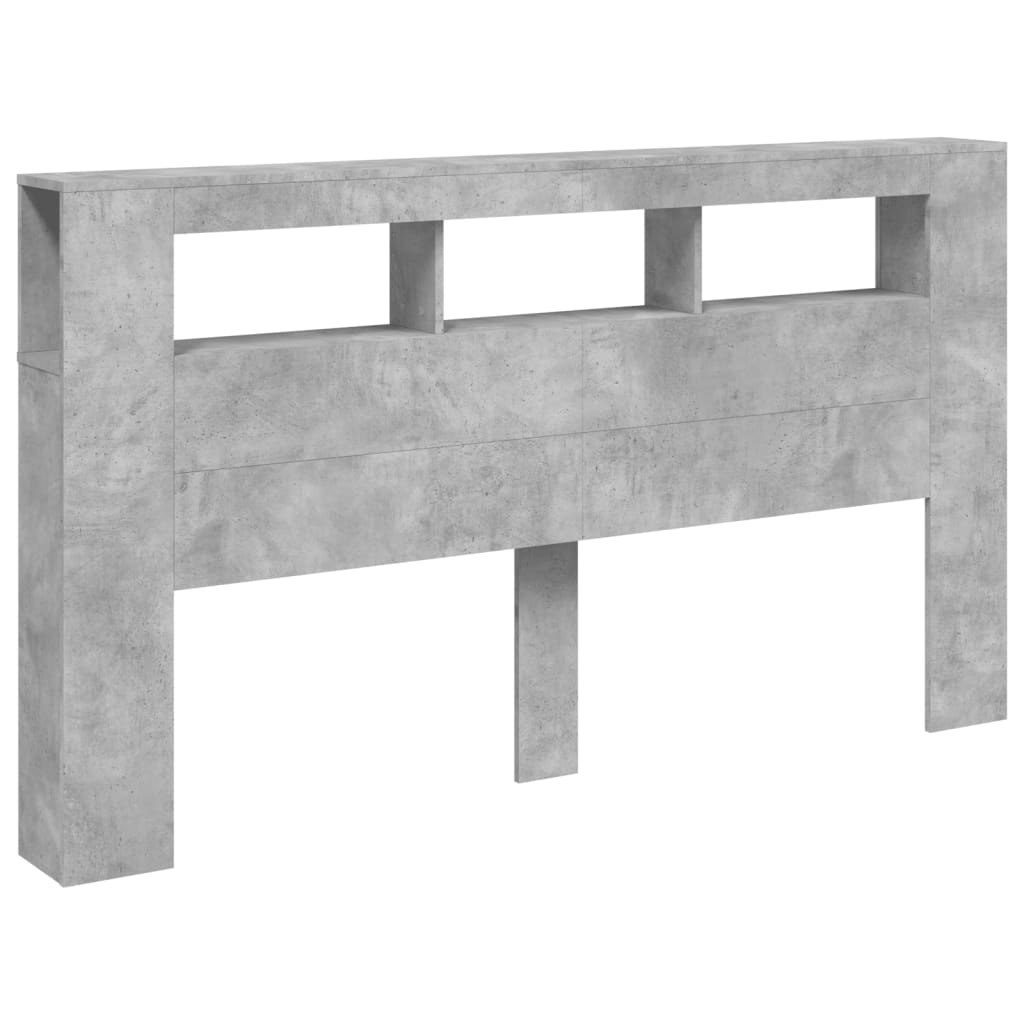 Wezgłowie łóżka z LED, szarość betonu, 180x18,5x103,5 cm