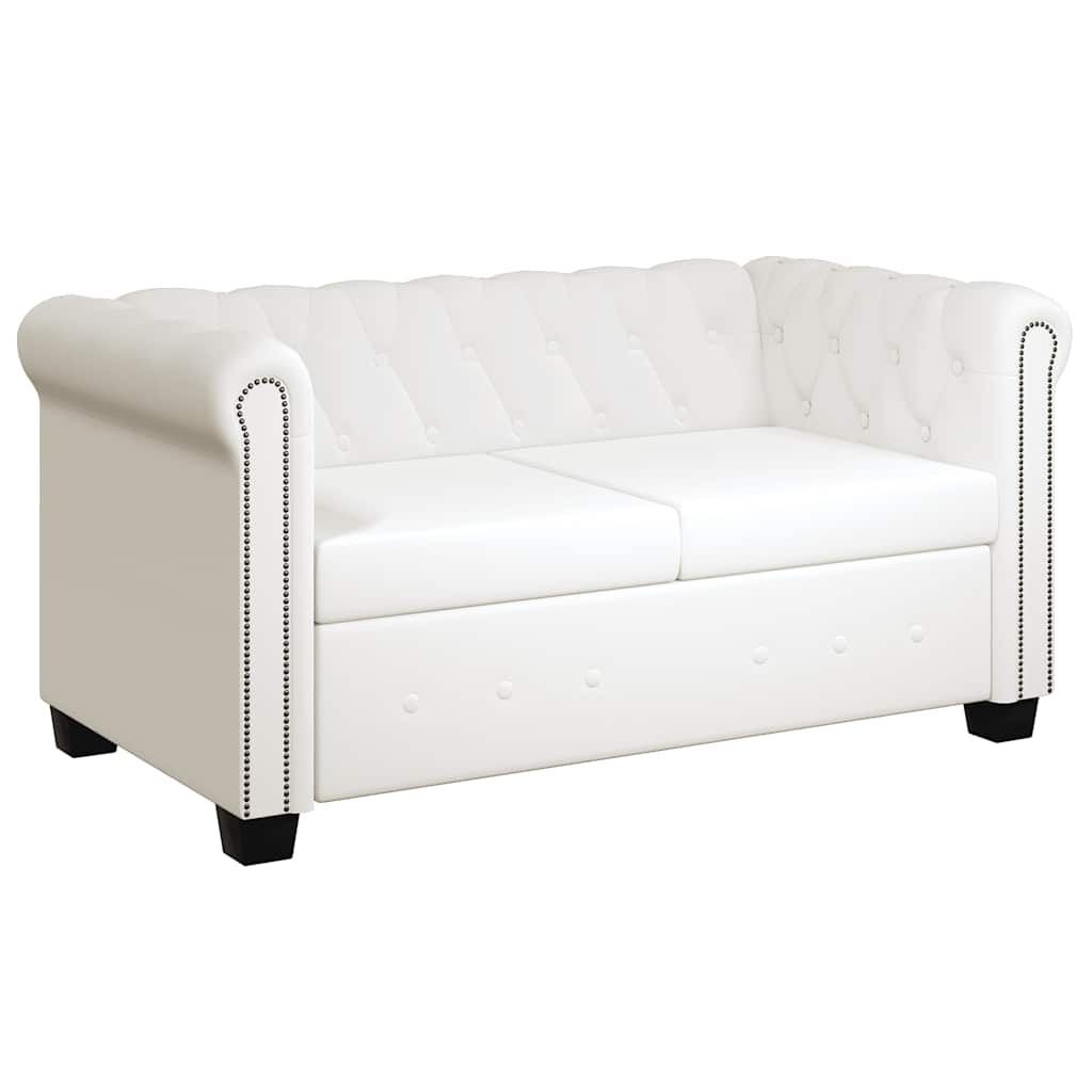Sofa 2-osobowa w stylu Chesterfield, sztuczna skóra, biała Lumarko!