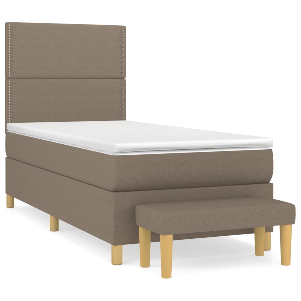 Łóżko kontynentalne z materacem, taupe, tkanina, 90x190 cm Lumarko!