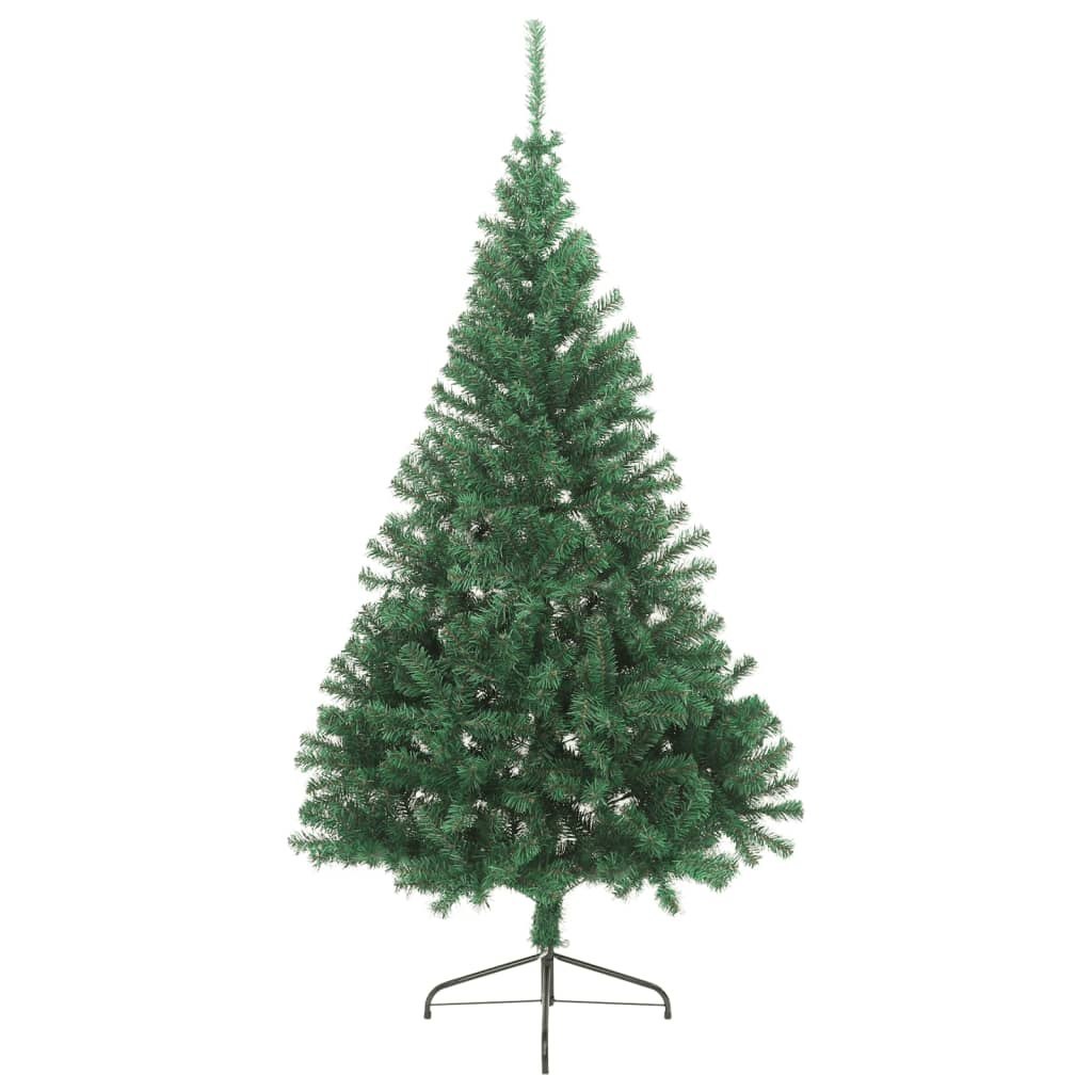 Sztuczna choinka ze stojakiem, połówka, zielona, 210 cm, PVC