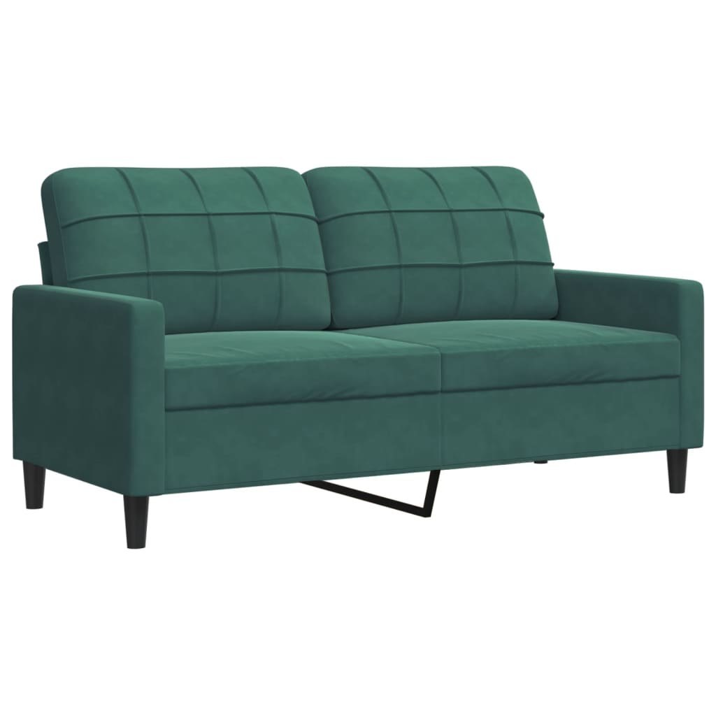 Sofa 2-osobowa, ciemnozielona, 140 cm, tapicerowana aksamitem