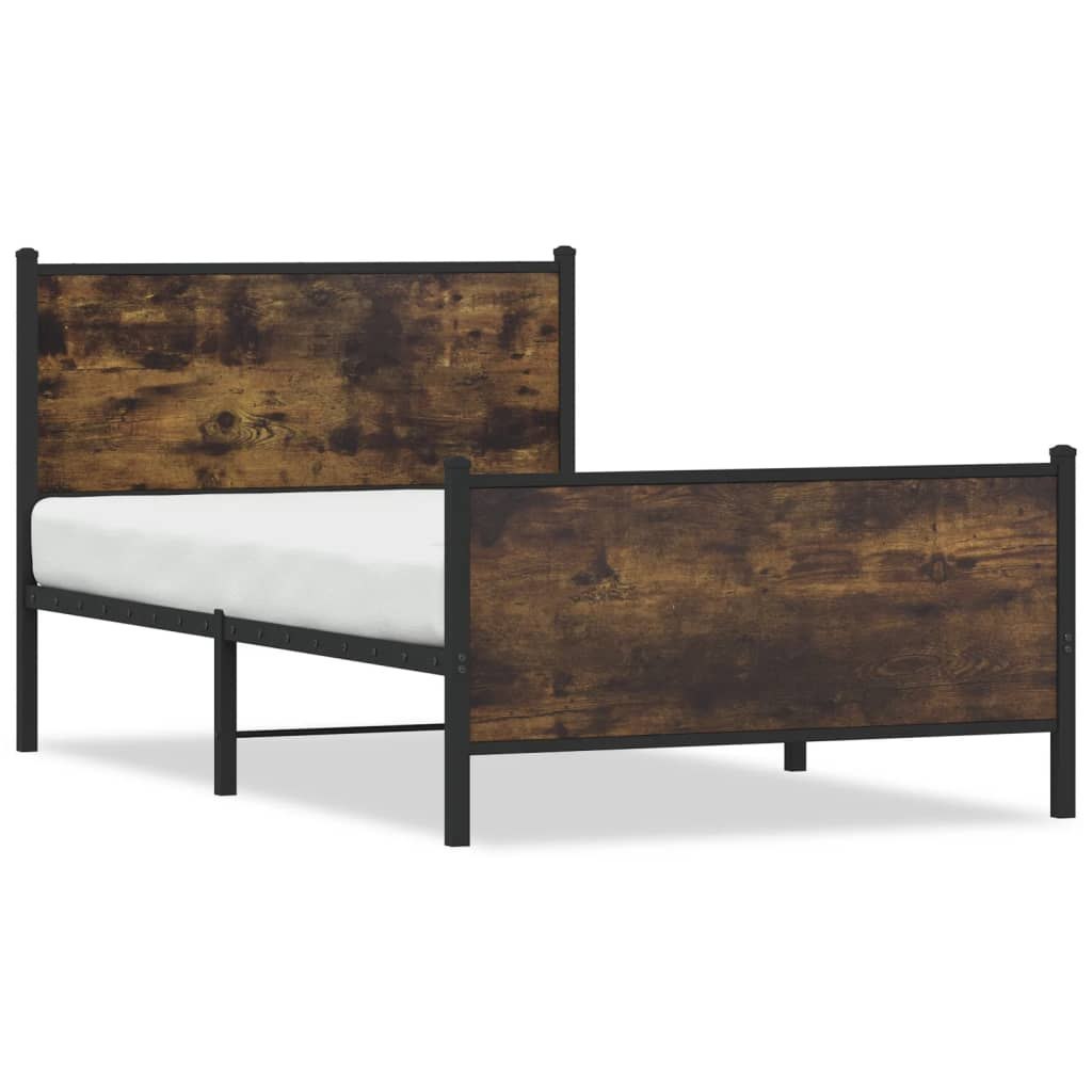 Rama łóżka z wezgłowiem i zanóżkiem, przydymiony dąb 107x203 cm Lumarko!